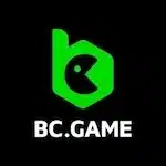 A logo image for BC.Game, featuring a stylized green letter “B” with a Pac-Man-like design element within it, and the text “BC.GAME” written below in white against a black background.