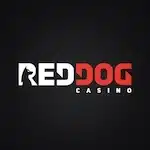 A logo for Red Dog Casino featuring the text “RED DOG CASINO” in bold white and red letters on a black background. The letters “R” and “D” are stylized to resemble a dog’s profile.