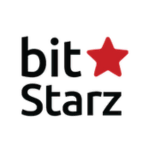 BitStarz Casino logo featuring a black background with white text and a red star.