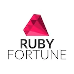 Ruby Fortune Casino logo featuring a red gem icon and the text ‘Ruby Fortune’ in black.