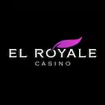 El Royale Casino logo with white text and a stylized pink leaf above the ‘O’ in ‘ROYALE,’ set against a black background.