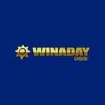 A logo for Winaday Casino featuring gold text and a sun icon on a blue background.