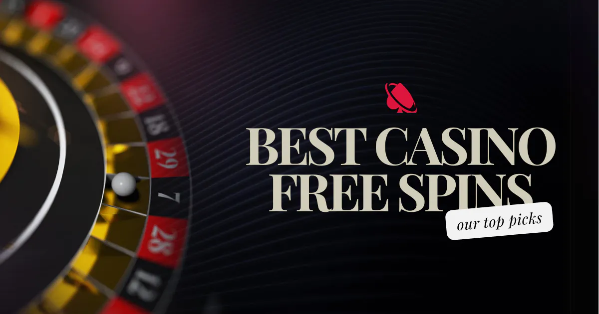 Best online casino Canada free spins banner with a roulette wheel background, text ‘our top picks,’ and Mall of Casino logo that is a red spade logo with a circular swoosh.