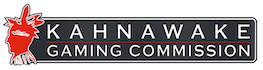 Logo of the Kahnawake Gaming Commission, featuring a stylized red figure and the text ‘Kahnawake Gaming Commission’