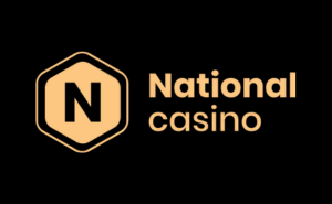 National Casino logo in long version with a hexagon icon and bold text.