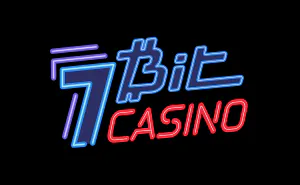 7Bit Casino logo with neon-style text on a black background.