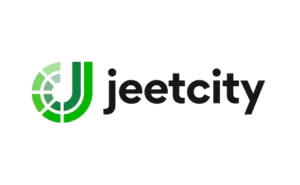 A long version of the JeetCity casino logo, featuring a modern and sleek green icon next to the text “JeetCity.”