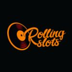 Rolling Slots logo with a vinyl record symbol on the left and the text ‘Rolling Slots’ in orange